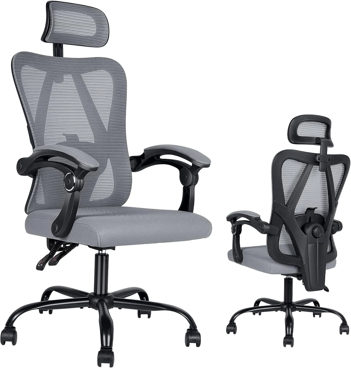 Ergonomic Office Chair: Office Computer Desk Chair with High Back Mesh and Adjustable Lumbar Support Rolling Work Swivel Task Chairs with Wheel 3D Armrests and Headrest
