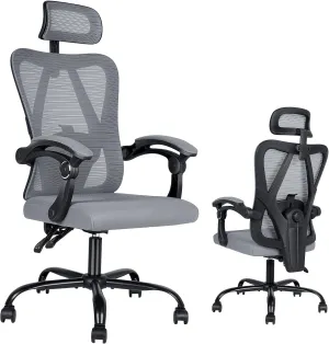 Ergonomic Office Chair: Office Computer Desk Chair with High Back Mesh and Adjustable Lumbar Support Rolling Work Swivel Task Chairs with Wheel 3D Armrests and Headrest