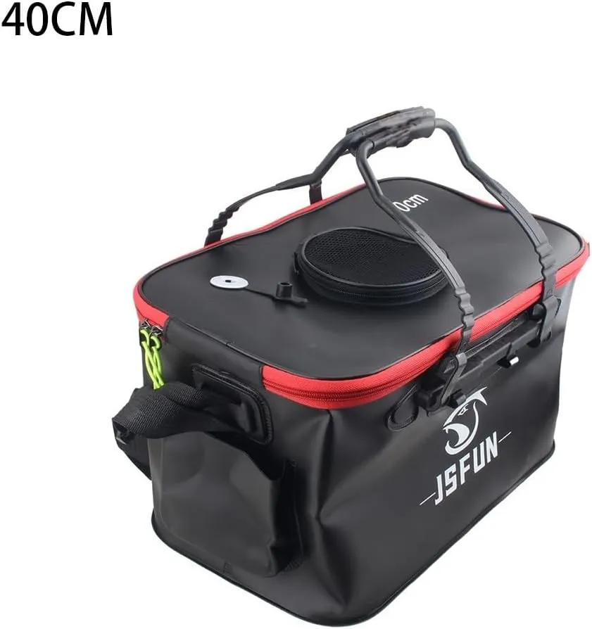 EVA Fishing Bag Portable Collapsible Fishing Bucket Live Fish Box Holder Bait Container, Outdoor Camping Water Container Hand Basin Fishing Tackle Storage Bag(40cm)