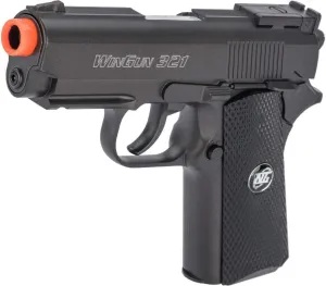 Evike Airsoft - WG High Power Airsoft 1911 Compact Airsoft CO2 Powered Gas Airsoft Pistol (Color: Black/Black Handle)