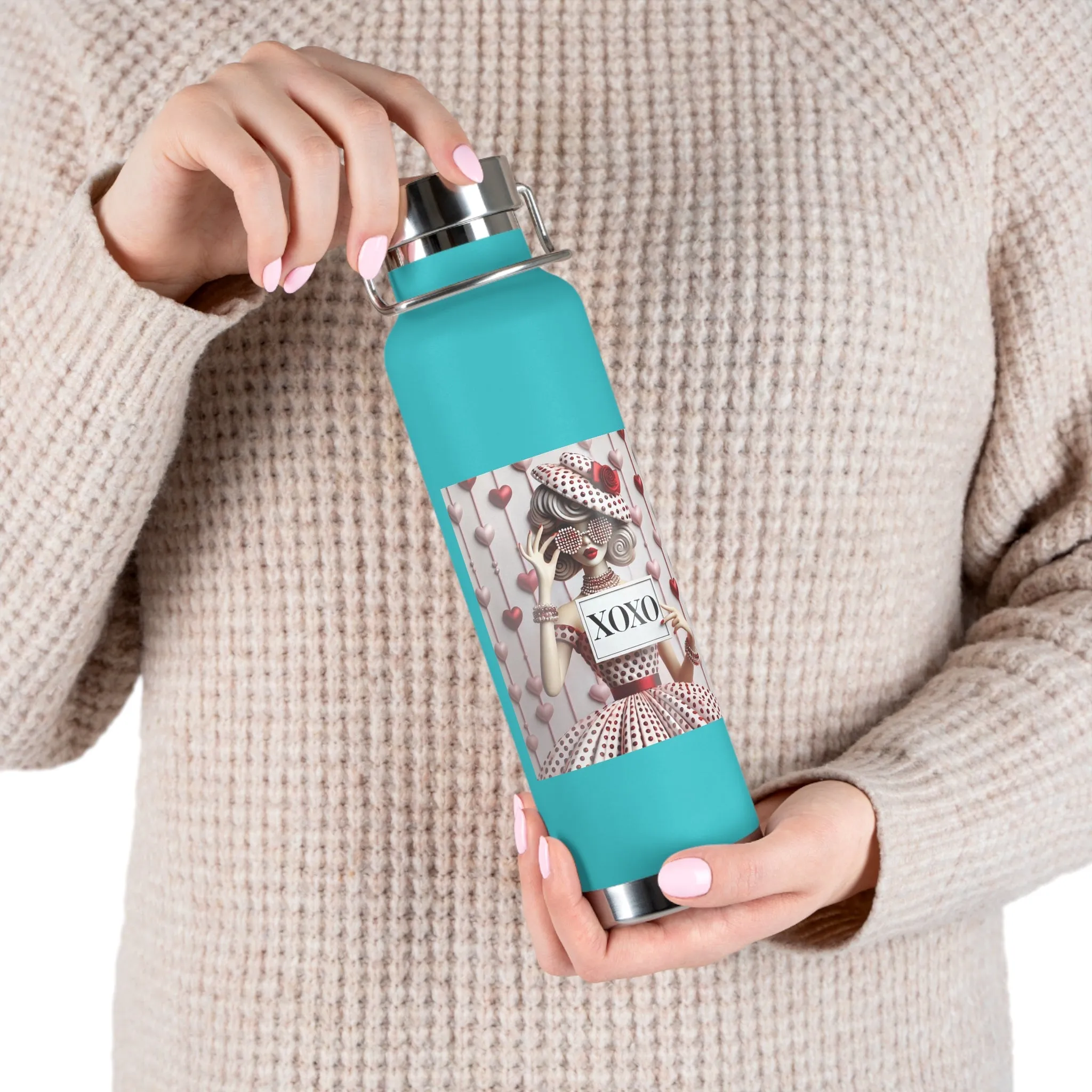 Fashionably Yours, XOXO Copper Vacuum Insulated Bottle, 22oz