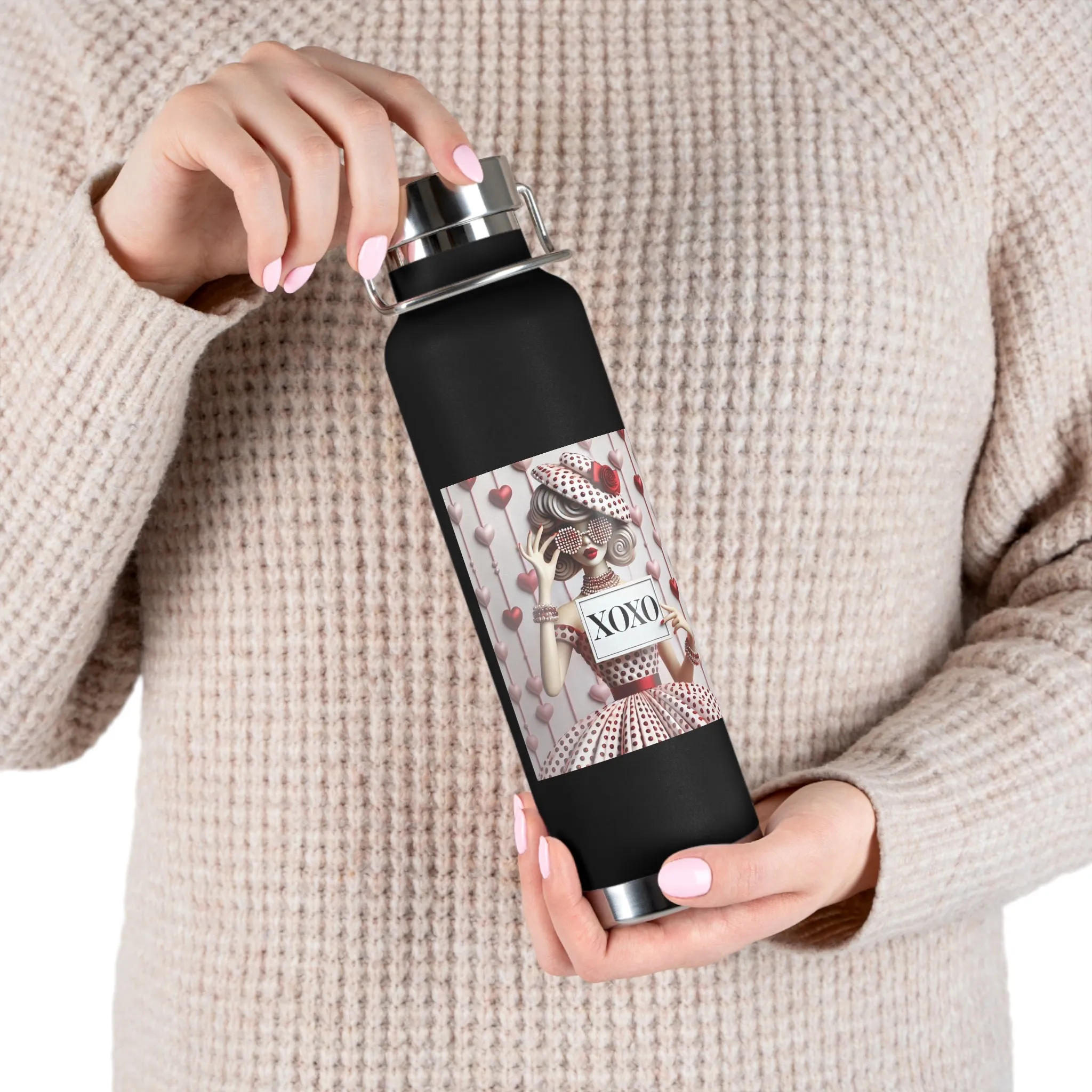 Fashionably Yours, XOXO Copper Vacuum Insulated Bottle, 22oz