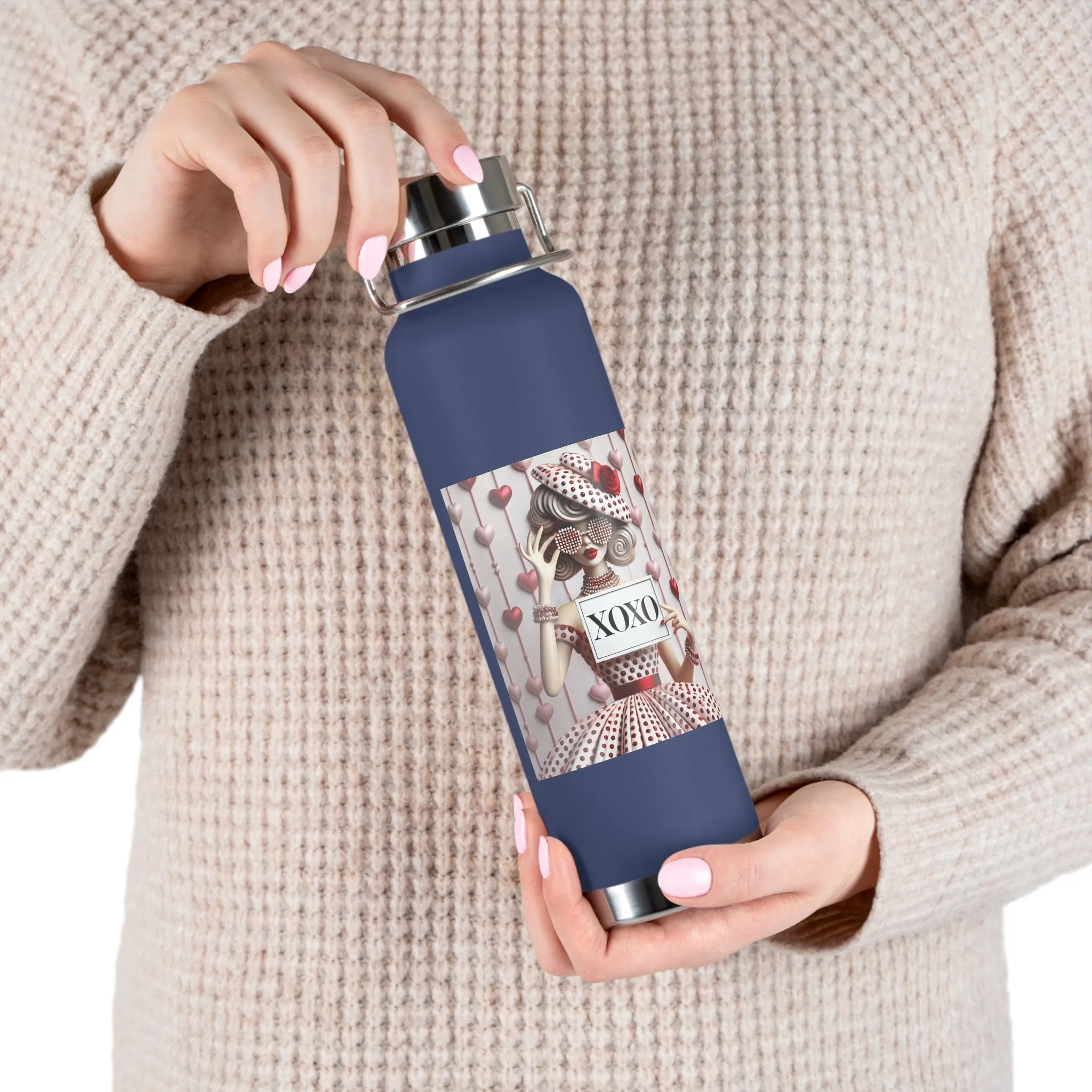 Fashionably Yours, XOXO Copper Vacuum Insulated Bottle, 22oz