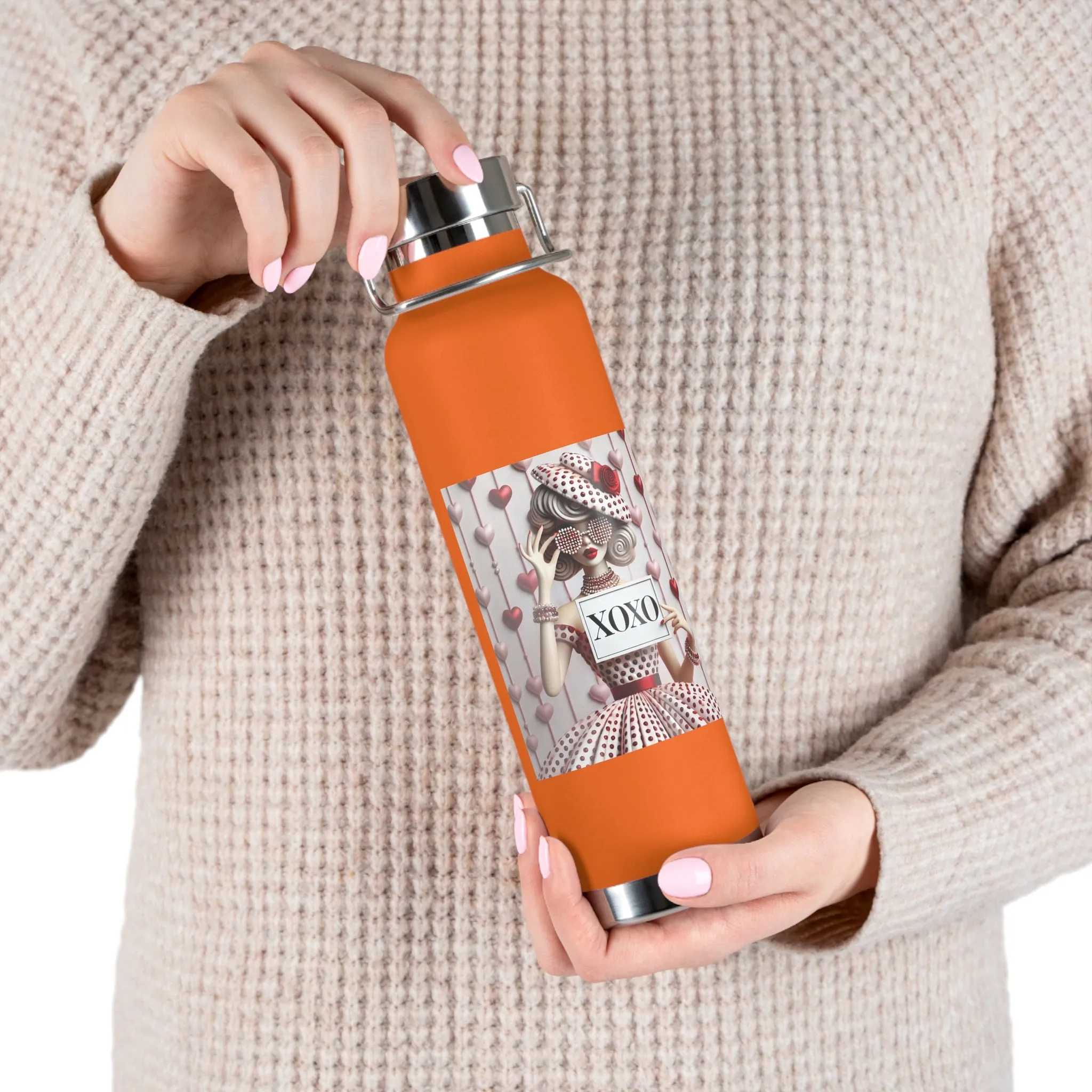 Fashionably Yours, XOXO Copper Vacuum Insulated Bottle, 22oz