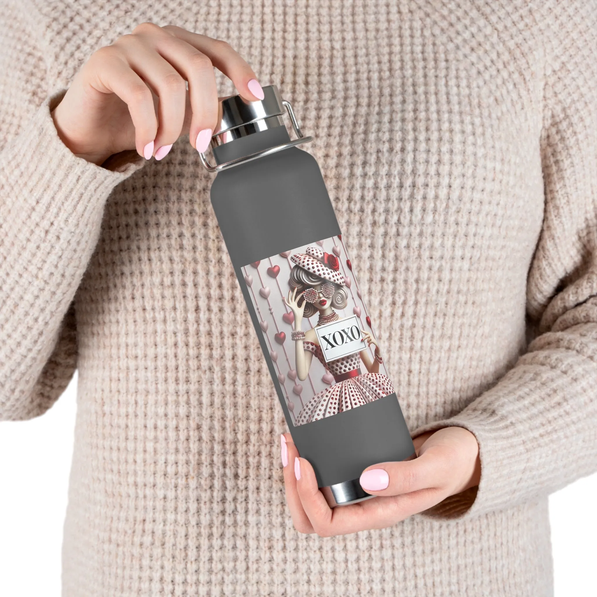Fashionably Yours, XOXO Copper Vacuum Insulated Bottle, 22oz