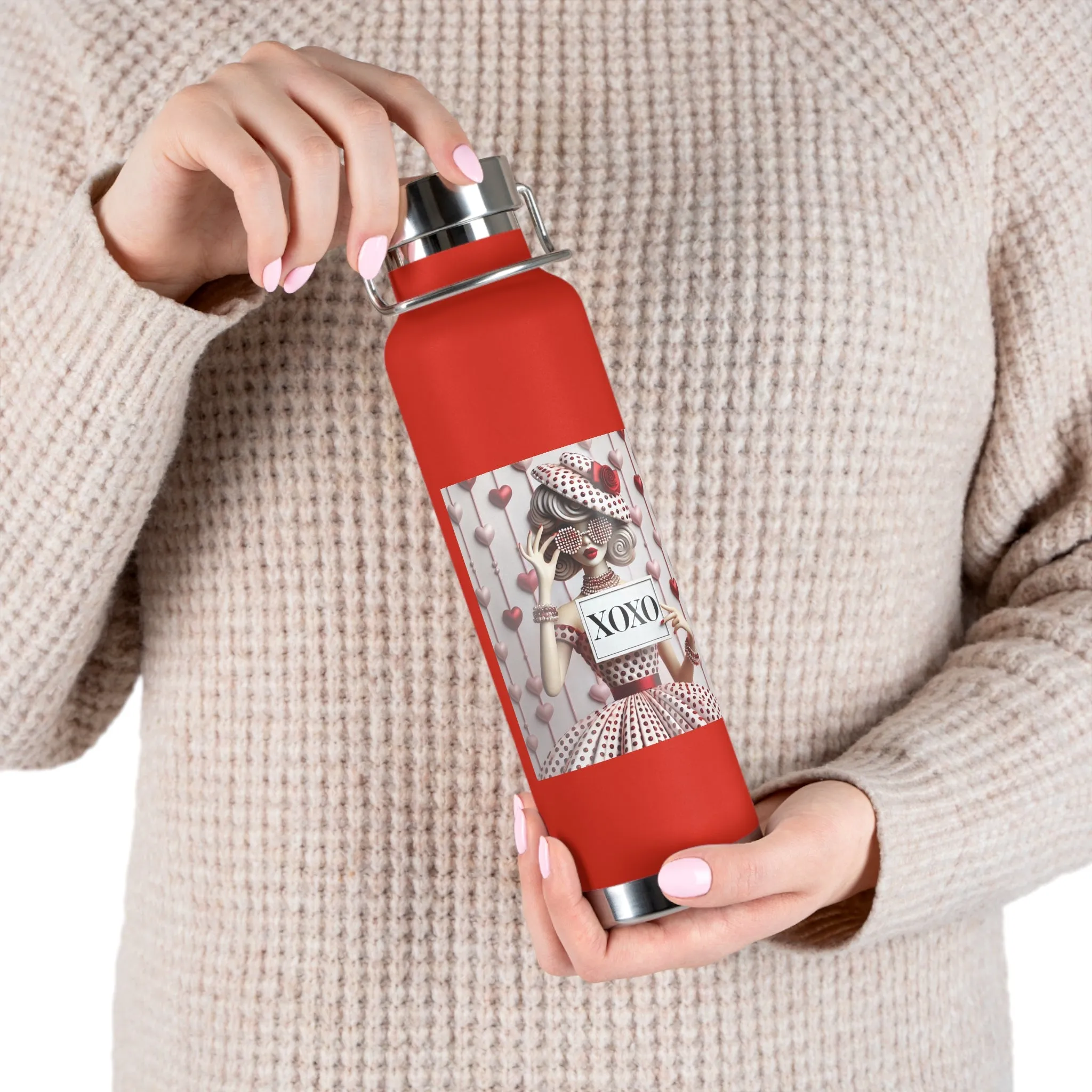 Fashionably Yours, XOXO Copper Vacuum Insulated Bottle, 22oz