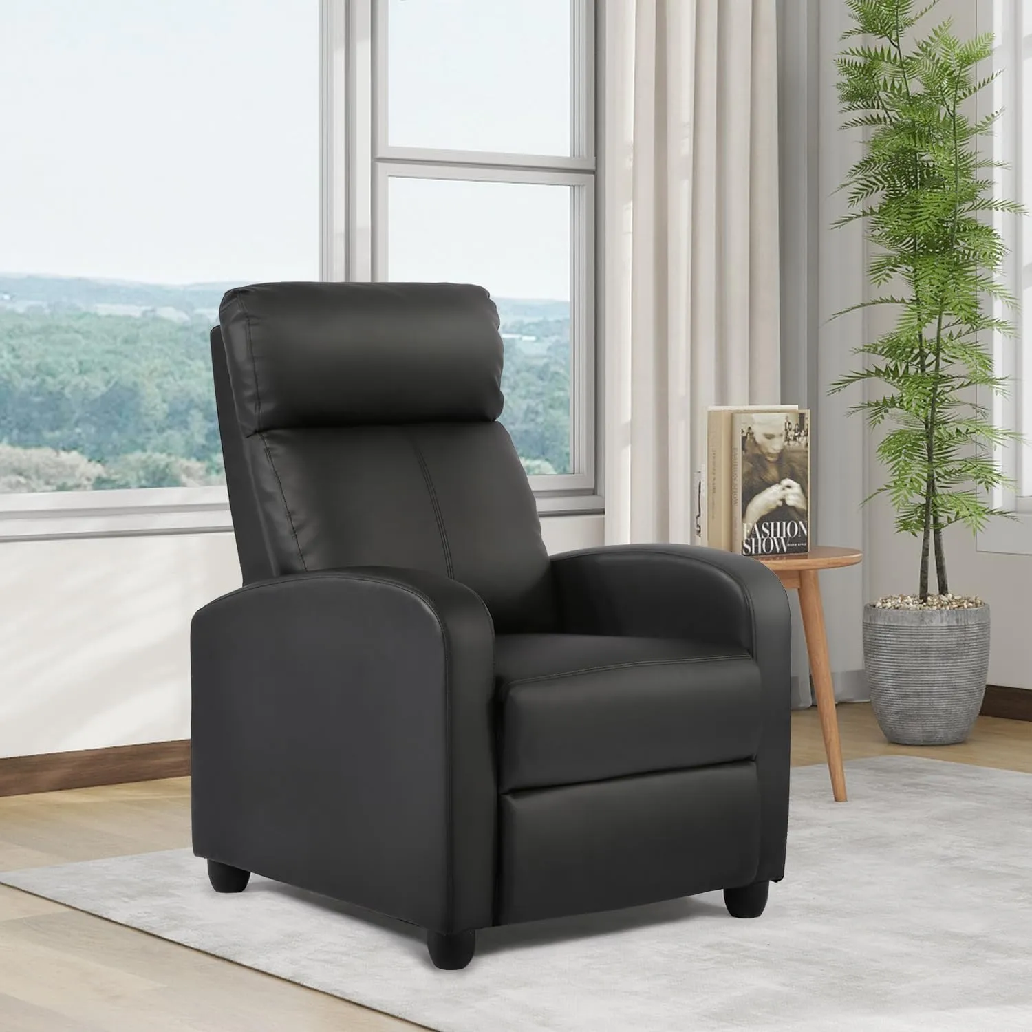 FDW Recliner Chair Push Back Sofa Home Theater Seating with Lumbar Support and Leather Padded Seat Backrest for Living Room