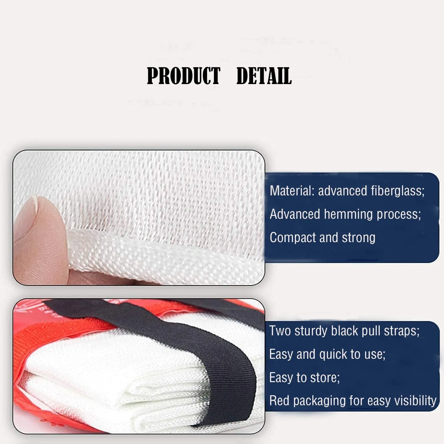 Fiberglass Fire Blanket for Emergency Surival, Flame Retardant Protection and Heat Insulation with Various Sizes