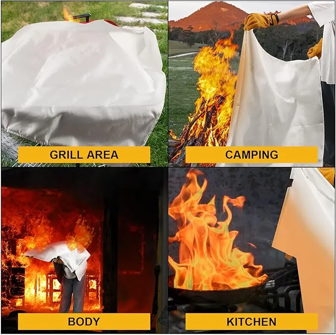 Fire Blanket - 6 Pack - 40" x 40" Emergency Fire Blanket for Home and Kitchen, Suppression Flame Retardant Emergency Fire Blanket for Camping, Grill, Kitchen, Home, Car, School, Warehouse