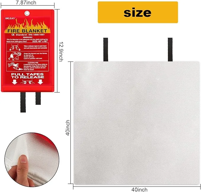 Fire Blanket - 6 Pack - 40" x 40" Emergency Fire Blanket for Home and Kitchen, Suppression Flame Retardant Emergency Fire Blanket for Camping, Grill, Kitchen, Home, Car, School, Warehouse