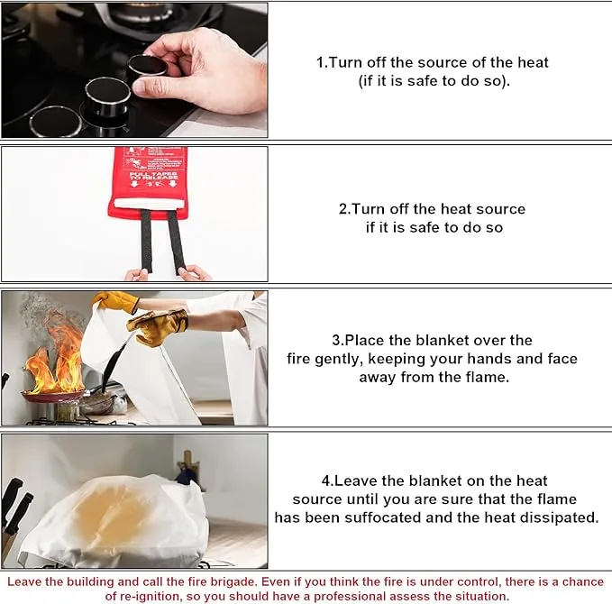 Fire Blanket - 6 Pack - 40" x 40" Emergency Fire Blanket for Home and Kitchen, Suppression Flame Retardant Emergency Fire Blanket for Camping, Grill, Kitchen, Home, Car, School, Warehouse