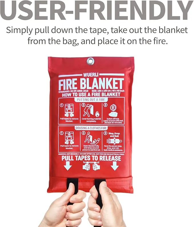 Fire Blanket for Home and Kitchen, 40" x 40", 4 Pack, Emergency Fire Blanket