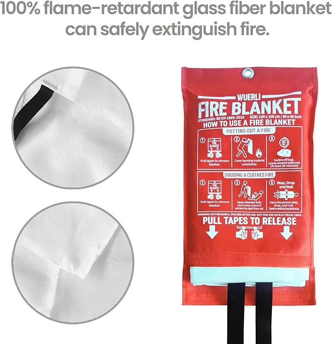 Fire Blanket for Home and Kitchen, 40" x 40", 4 Pack, Emergency Fire Blanket