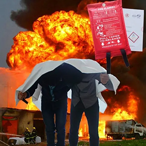 Fire Blanket for Home, Fiberglass Fire Suppression Blanket for Kitchen, Flame Retardant Protection and Heat Insulation Emergency Fireproof Safety Blankets for People (1, M 47.2''x47.2'')