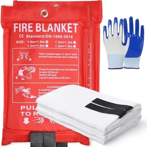 Fire Blanket for Home-Kitchen Retardant - 2 Pack Portable Fire Blanket,Kitchen Fire Blanket to Suppress Grease Fire, Emergency Fire Blanket for Grill,Office Fireproof (39 in X 39 in)