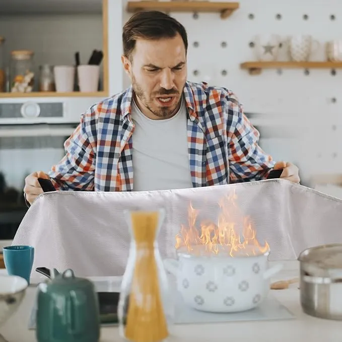 Fire Blanket for Home-Kitchen Retardant - 2 Pack Portable Fire Blanket,Kitchen Fire Blanket to Suppress Grease Fire, Emergency Fire Blanket for Grill,Office Fireproof (39 in X 39 in)