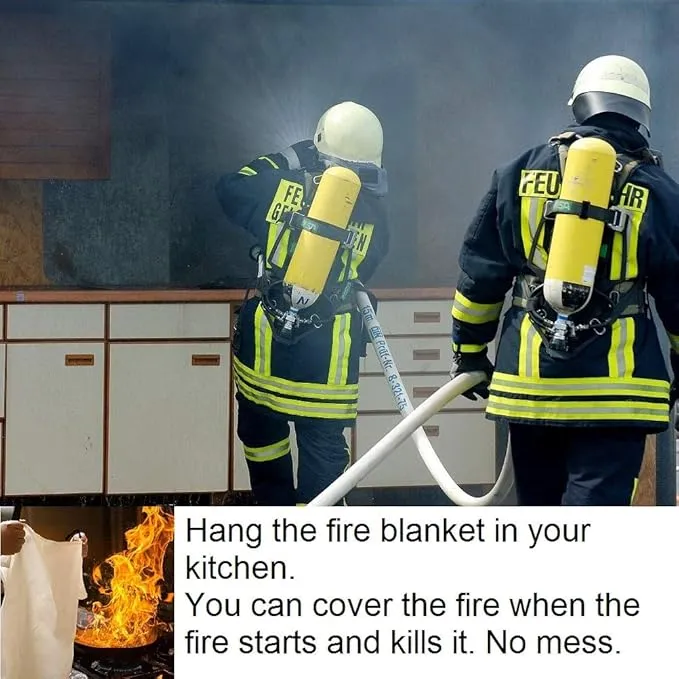 Fire Blanket For Home XL - 59 x 59 Fire Blankets Emergency For People Fire Retardant Blanket Fire Shelter Large Suppression Fiberglass Kitchen Home Restaurant House Fire Proof Survival Safety Reusable