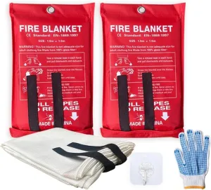 Fire Blanket For Home XL - 59 x 59 Fire Blankets Emergency For People Fire Retardant Blanket Fire Shelter Large Suppression Fiberglass Kitchen Home Restaurant House Fire Proof Survival Safety Reusable