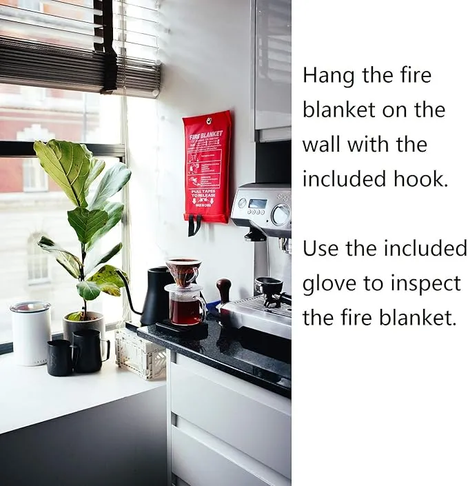 Fire Blanket For Home XL - 59 x 59 Fire Blankets Emergency For People Fire Retardant Blanket Fire Shelter Large Suppression Fiberglass Kitchen Home Restaurant House Fire Proof Survival Safety Reusable
