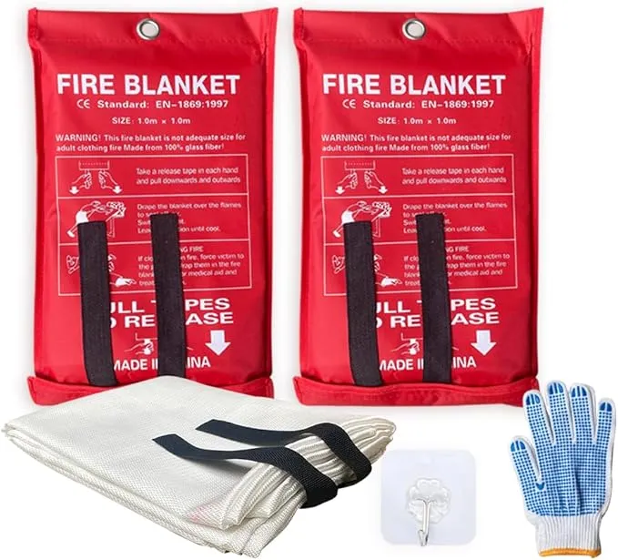 Fire Blanket For Home XL - 59 x 59 Fire Blankets Emergency For People Fire Retardant Blanket Fire Shelter Large Suppression Fiberglass Kitchen Home Restaurant House Fire Proof Survival Safety Reusable