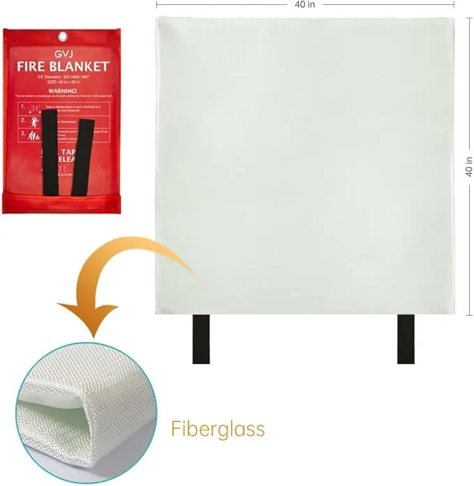 Fire Blanket,Emergency Fire Blanket for Home and Kitchen， Fiberglass Fire Extinguisher Blanket for Camping, Cars, 0ffices, Warehouses, Schools,Grill, Fireplaces (1)