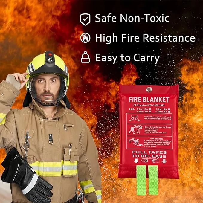 Fire Blankets Emergency for Home, Emergency Fire Blanket, 1 Pack Suppression Flame Retardent Safety Fire Blanket for Home, Kitchen, Fiberglass Fire Blanket