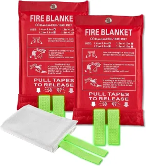 Fire Blankets Emergency for Home, Emergency Fire Blanket, 2 Pack Suppression Flame Retardent Safety Fire Blanket for Home, Kitchen, Fiberglass Fire Blanket
