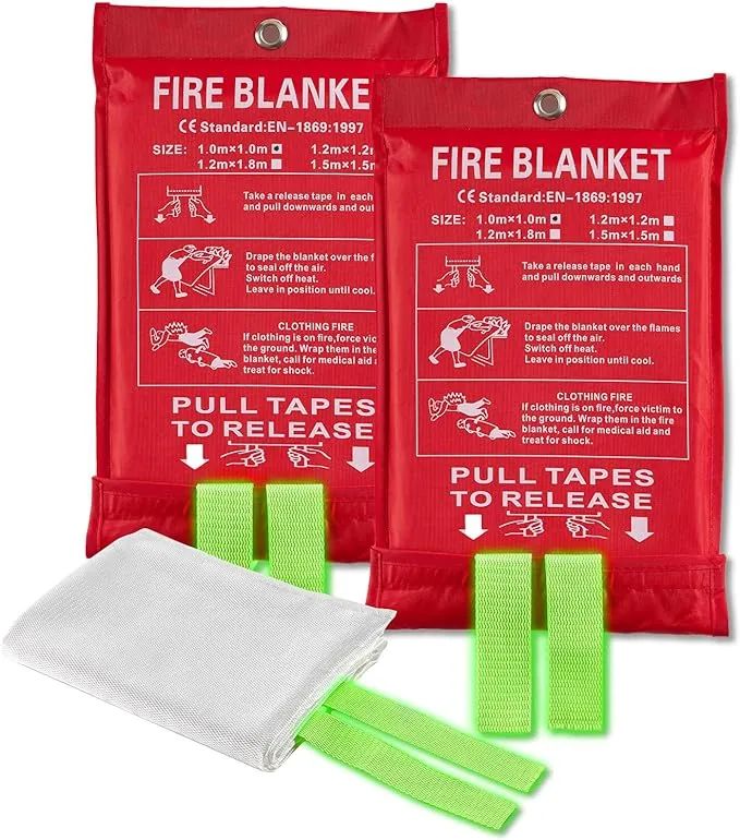 Fire Blankets Emergency for Home, Emergency Fire Blanket, 2 Pack Suppression Flame Retardent Safety Fire Blanket for Home, Kitchen, Fiberglass Fire Blanket