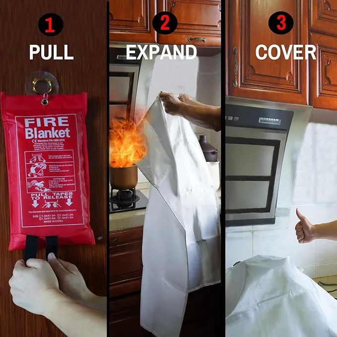 Fire Blankets Emergency for Home-Fire Blanket for Home and Kitchen,Fiberglass Fire Blankets for Fireplace Camping Car BBQ. Essential Fire Blankets Emergency Gear for Home Safety (1 Pack)