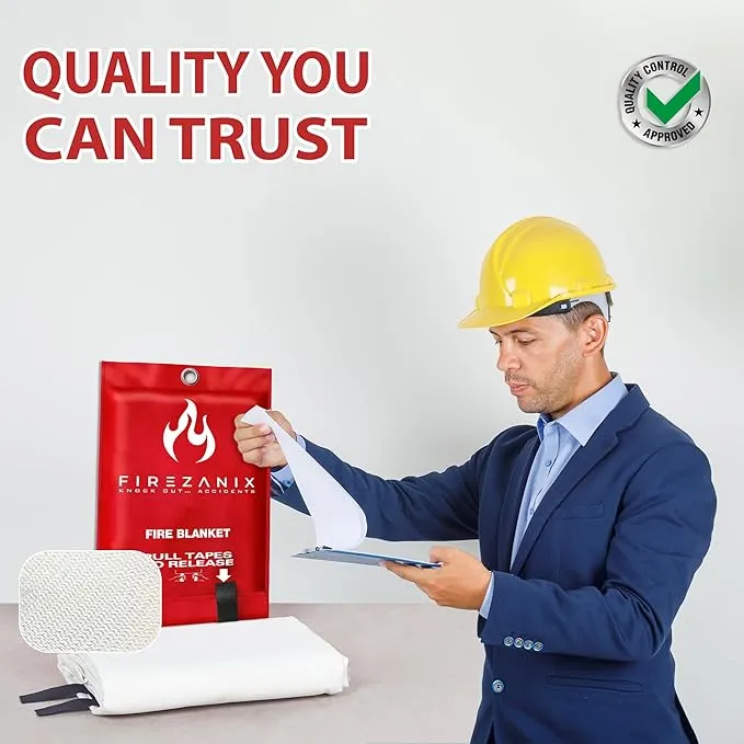 Fire Blankets Emergency for Home, Kitchen, Camping, Office and Vehicle | Flame Retardant Fire Extinguishing Blanket | Fire Extinguisher Safety Suppression Blanket - Made from Fiberglass