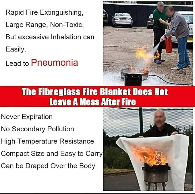 Fire Blankets for Home and Kitchen, Camping Emergency Blankets, 40 * 40 INCHES Suppression Blanket for Emergency, Survival Safety Cover (2 Pack)