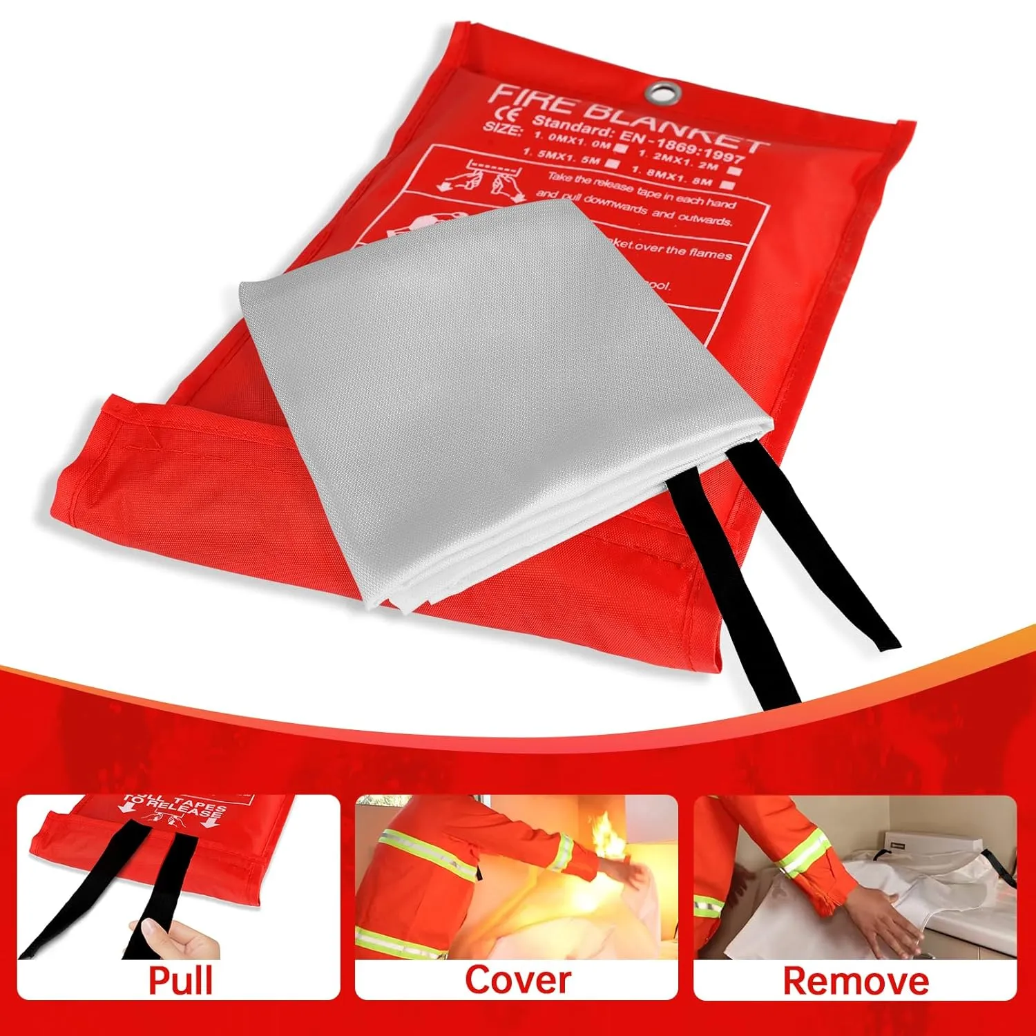 Fire Blankets for Home and Kitchen,4-Pack 40"x40" Emergency Fire Safety Blankets for People House Car Office Warehouse Emergency Survival Safety