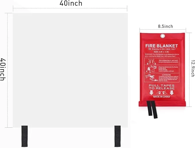 Fire Blankets Secure Your Space with Emergency Fire Blankets 2 Pack 40 x 40 inches - Ideal Protection for Kitchen, Home, Camping, Grill, Car, Office, Warehouse, School, Picnic.