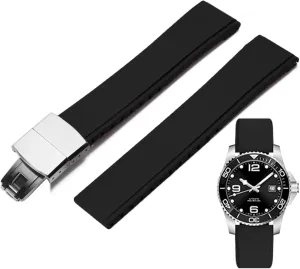 FKM Rubber Watch Bands Deployment Clasp Adjustable CTS Fluororubber 19mm 20mm 21mm 22mm Quick Release Soft Durable FKM Rubber Watch Strap Universal Replacement Band Strap for Men Women