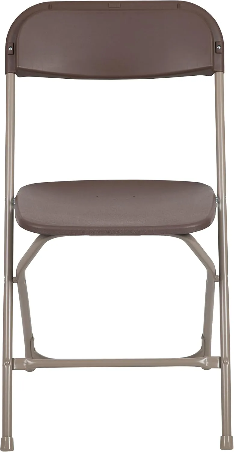 Flash Furniture Hercules Series Plastic Folding Chair - Brown - 4 Pack 650LB Weight Capacity Comfortable Event Chair-Lightweight Folding Chair