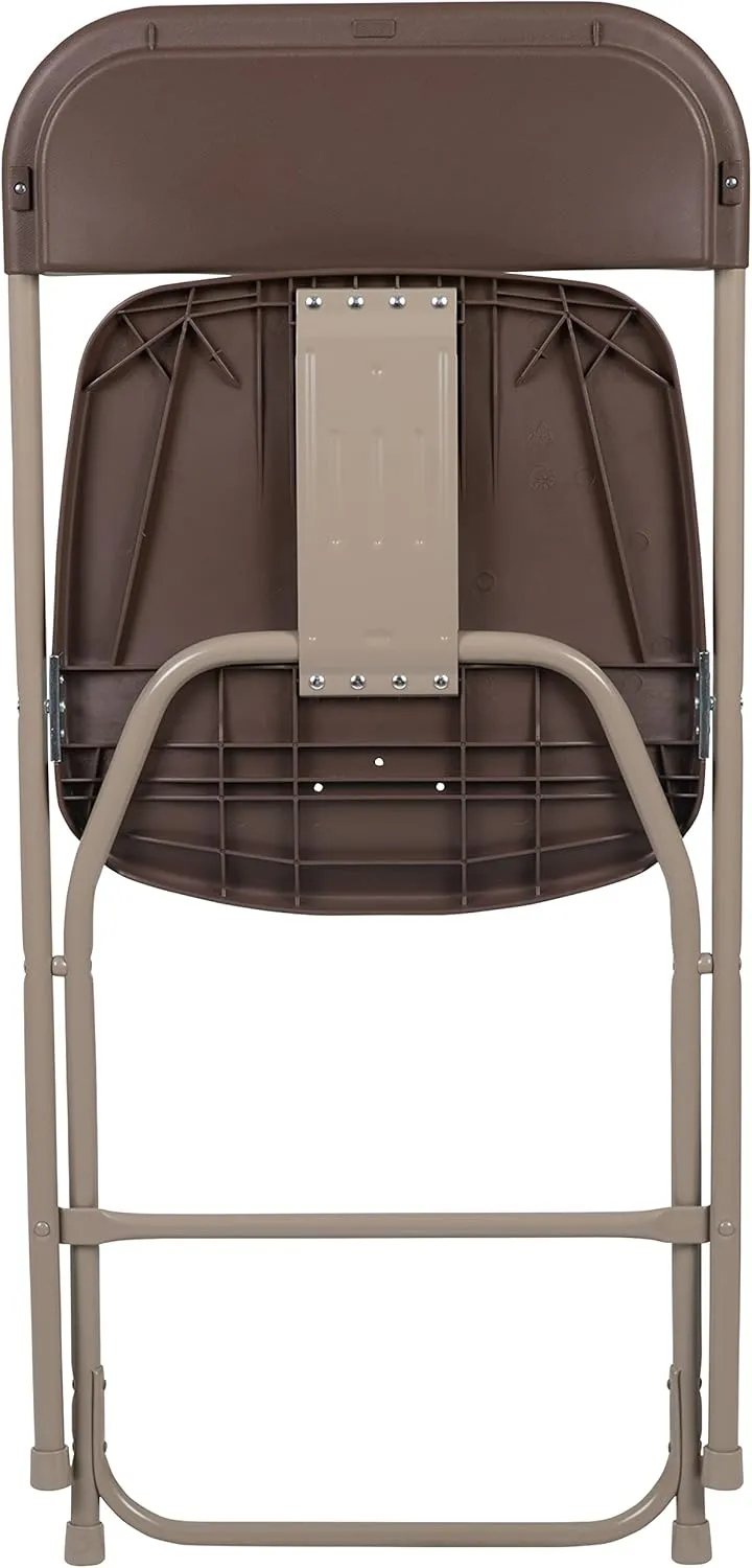 Flash Furniture Hercules Series Plastic Folding Chair - Brown - 4 Pack 650LB Weight Capacity Comfortable Event Chair-Lightweight Folding Chair