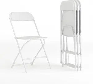 Flash Furniture Hercules Series Plastic Folding Chair - White - 4 Pack 650LB Weight Capacity Comfortable Event Chair-Lightweight Folding Chair