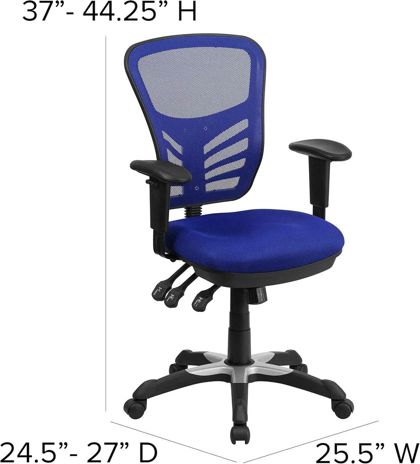 Flash Furniture Nicholas Mid-Back Swivel Office and Gaming Chair, Ergonomic Mesh Office Chair with Adjustable Lumbar Support and Height, Blue