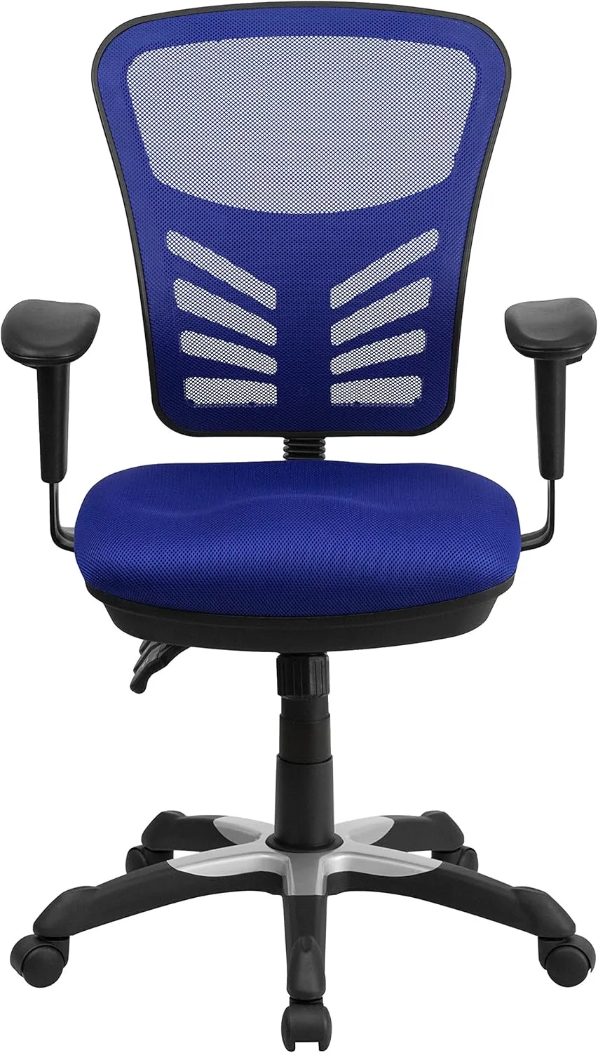 Flash Furniture Nicholas Mid-Back Swivel Office and Gaming Chair, Ergonomic Mesh Office Chair with Adjustable Lumbar Support and Height, Blue