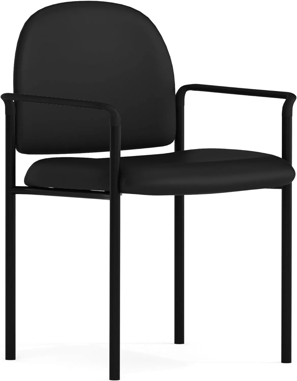 Flash Furniture Tiffany Side Reception Chair with Padded Armrests, Stackable Vinyl Waiting Room Chair for Commercial or Residential Use, Black