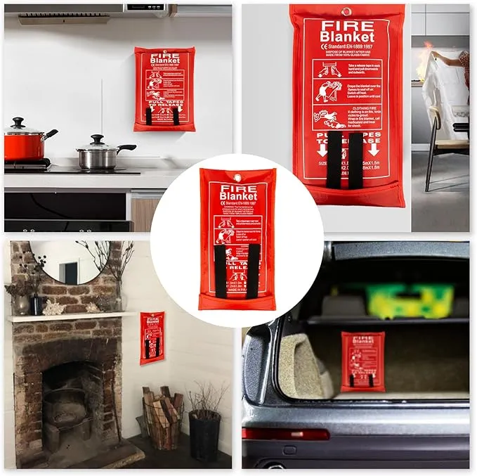 FLASLD Fire Blanket for Home and Kitchen, Fiberglass Fire Blankets Emergency for People, Flame Retardant Protection and Heat Insulation (3 ft x 3 ft)