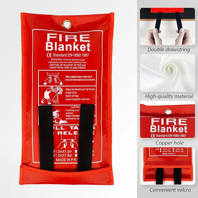 FLASLD Fire Blanket for Home and Kitchen, Fiberglass Fire Blankets Emergency for People, Flame Retardant Protection and Heat Insulation (3 ft x 3 ft)