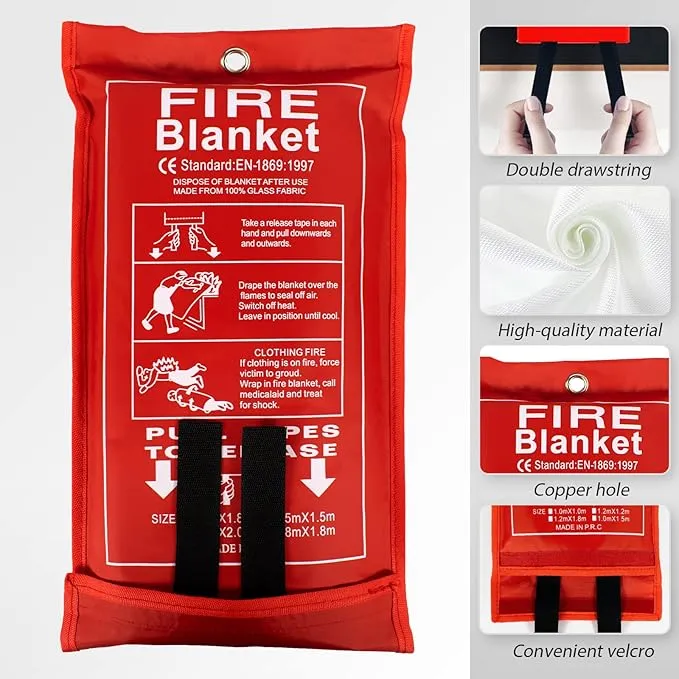 FLASLD Fire Blanket for Home and Kitchen, Fiberglass Fire Blankets Emergency for People, Flame Retardant Protection and Heat Insulation (4 ft x 4 ft)