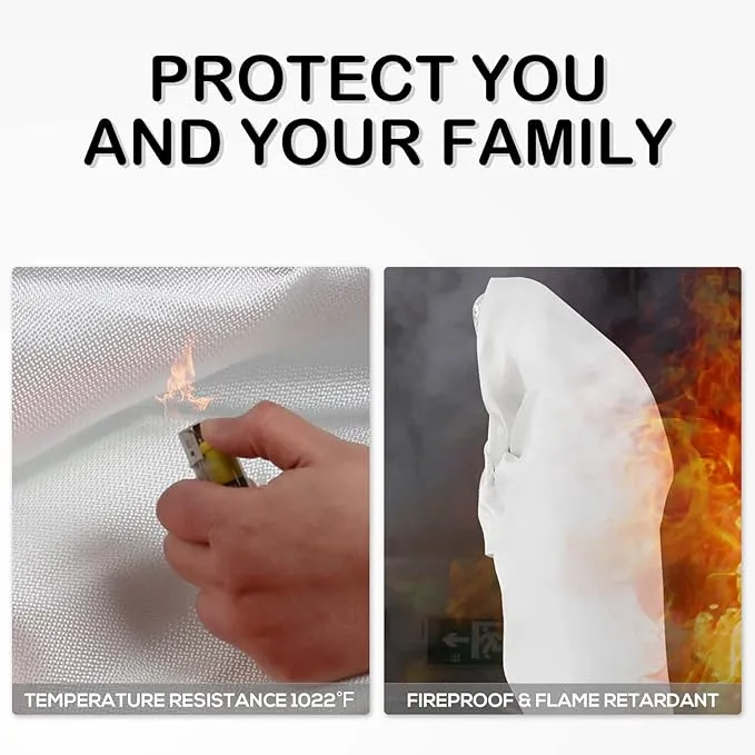 FLASLD Fire Blanket for Home and Kitchen, Fiberglass Fire Blankets Emergency for People, Flame Retardant Protection and Heat Insulation (4 ft x 4 ft)