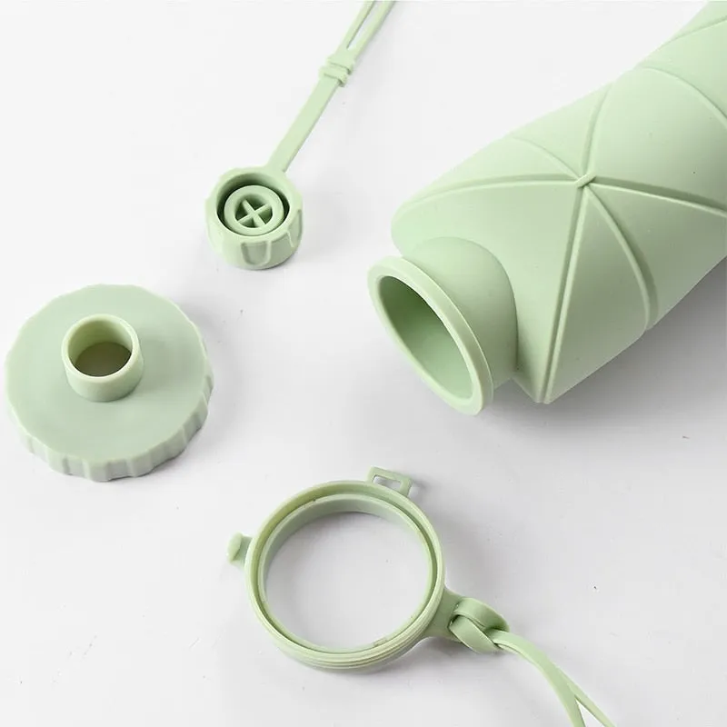 Folding 600ml Temperature-Resistant Silicone Water Bottle