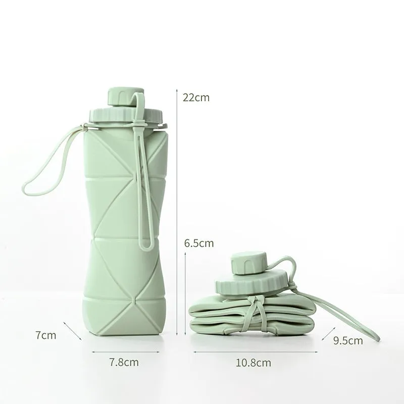 Folding 600ml Temperature-Resistant Silicone Water Bottle