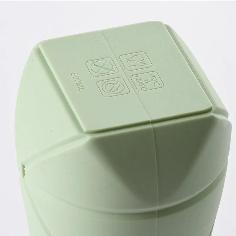 Folding 600ml Temperature-Resistant Silicone Water Bottle