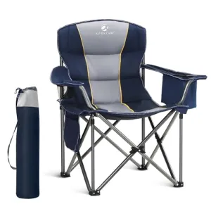 Folding Camping Chair Oversized Heavy Duty Padded Outdoor Chair w/ Cup Holder
