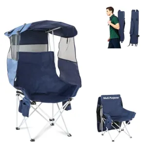 Folding Camping Chairs Canopy Outdoor Sports Portable Beach Chair w/ Canopy