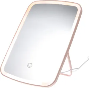 Folding LED Makeup Mirror with Adjustable Brightness Dimmable Lighted Vanity Mirror for Desktop Use Color Settings Touch Control Portable Design for Makeup and Shaving